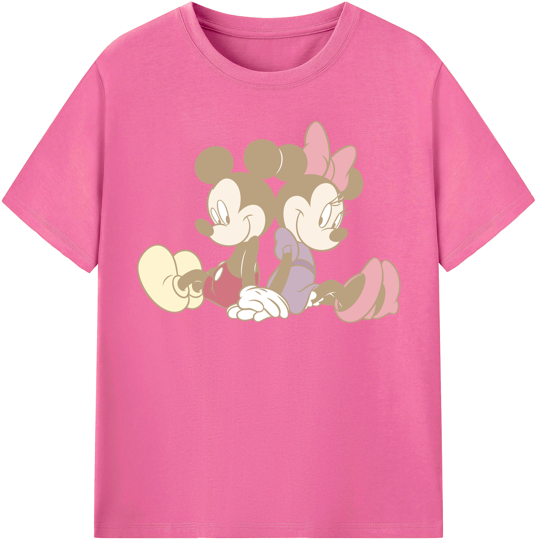 （画像用） ミッキーマウス Mickey Mouse レディースカジュアルプリントTシャツ（綿100％）